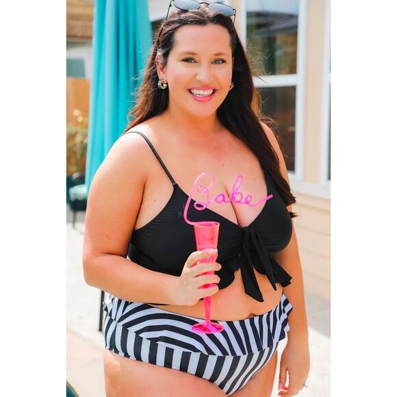 Jess Lea Striped High Waist Bikini Set Size Small New With Tags - Picture 10 of 11